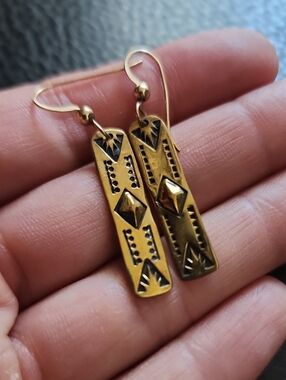 Gold-Tone Geometric Bar Drop Earrings - Women Jewelry